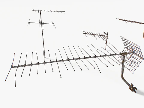 Rusty Old Tv antennas pack 2 3D Model