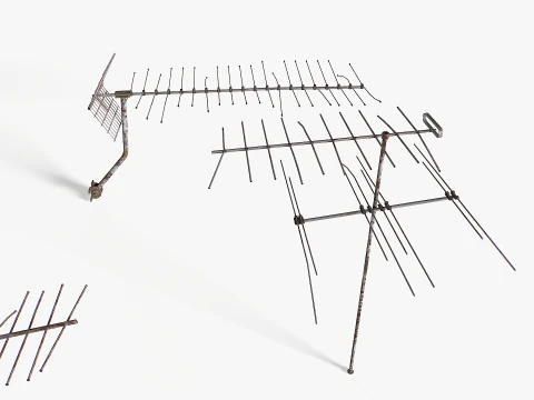 Rusty Old Tv antennas pack 2 3D Model