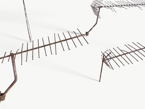 Rusty Old Tv antennas pack 2 3D Model