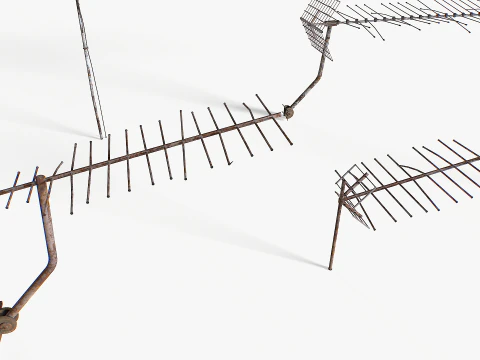 Rusty Old Tv antennas pack 2 3D Model