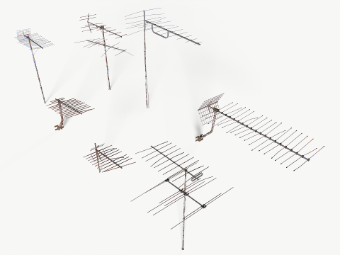 Rusty Old Tv antennas pack 2 3D Model