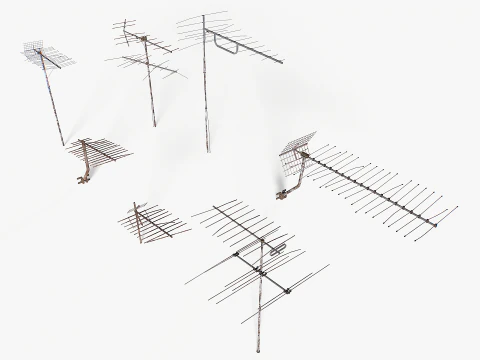 Rusty Old Tv antennas pack 2 3D Model