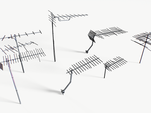 Rusty Old Tv antennas pack 2 3D Model
