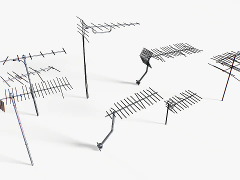 Rusty Old Tv antennas pack 2 3D Model
