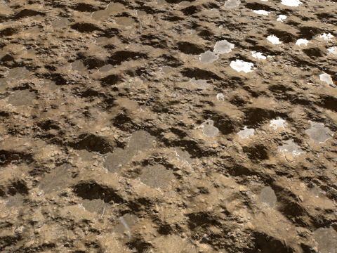 Muddy Terrain and Puddles 5 PBR CG テクスチャ
