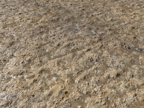 Muddy Terrain and Puddles 5 PBR CG テクスチャ