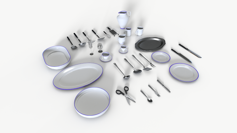 Kitchenware set 1 Modelo 3D .c4d .max .obj .3ds .fbx .stl .blend