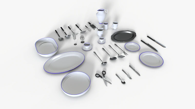 Conjunto de utens&iacute;lios de cozinha 1 Modelo 3D .c4d .max .obj .3ds .fbx .stl .blend 