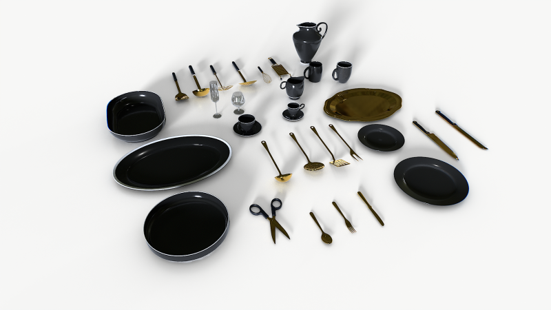Kitchenware set 2 3Dモデル .c4d .max .obj .3ds .fbx .stl .blend