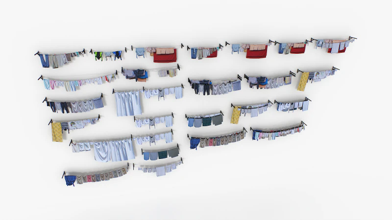 Clothes hanging on a clothesline 3D Model .c4d .max .obj .3ds .fbx .stl .blend