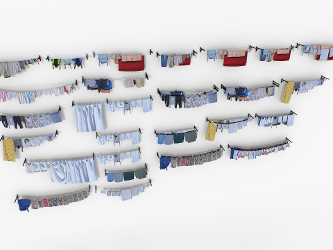 Clothes hanging on a clothesline 3D मॉडल