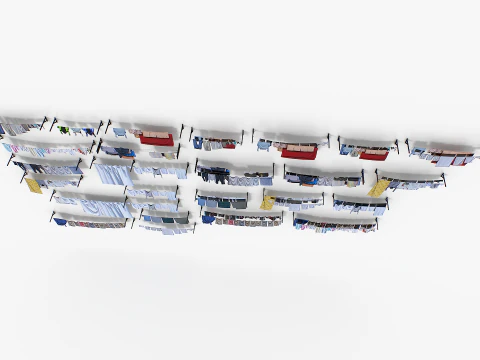 Clothes hanging on a clothesline 3D Model