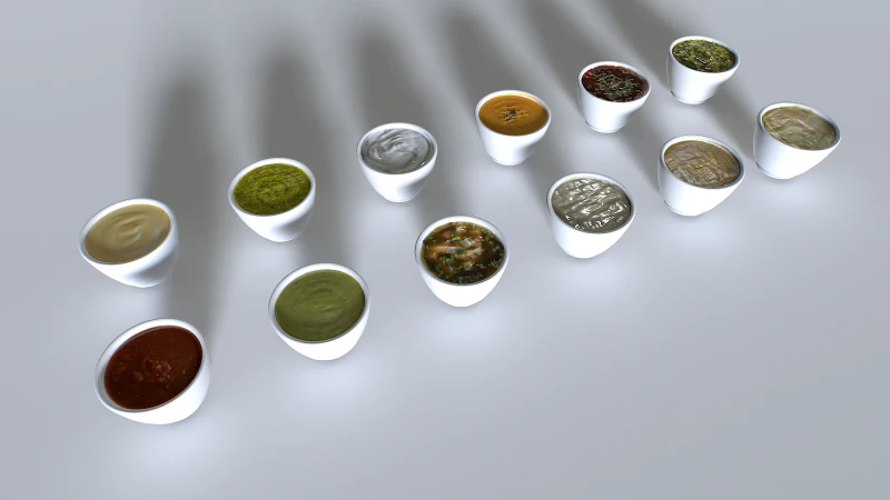 Food In a plate sauces pack 3D Model .c4d .max .obj .3ds .fbx .stl .blend