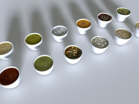Food In a plate sauces pack 3D Model
