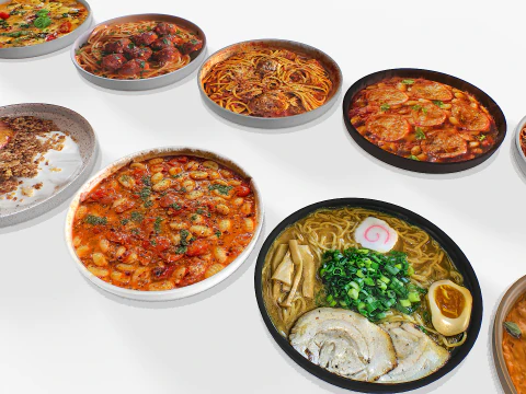 Food In a plate pack 3 3D Model