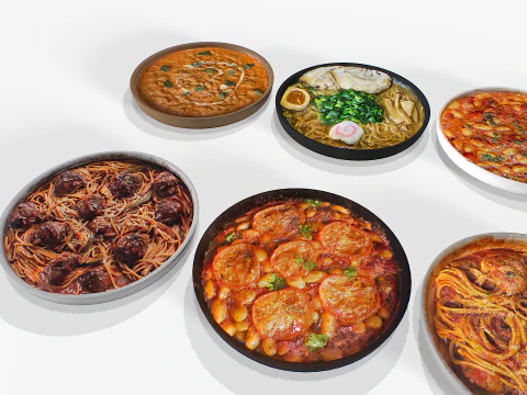 Food In a plate pack 3 3D Model