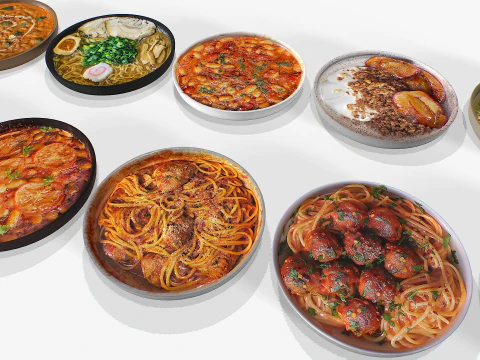 Food In a plate pack 3 3D Model