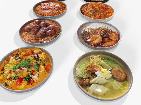 Food In a plate pack 3 3D Model