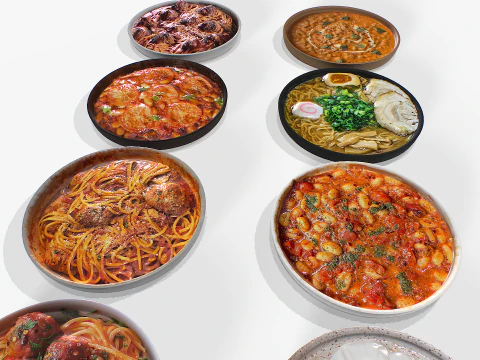 Food In a plate pack 3 3D Model