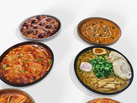 Food In a plate pack 3 3D Model