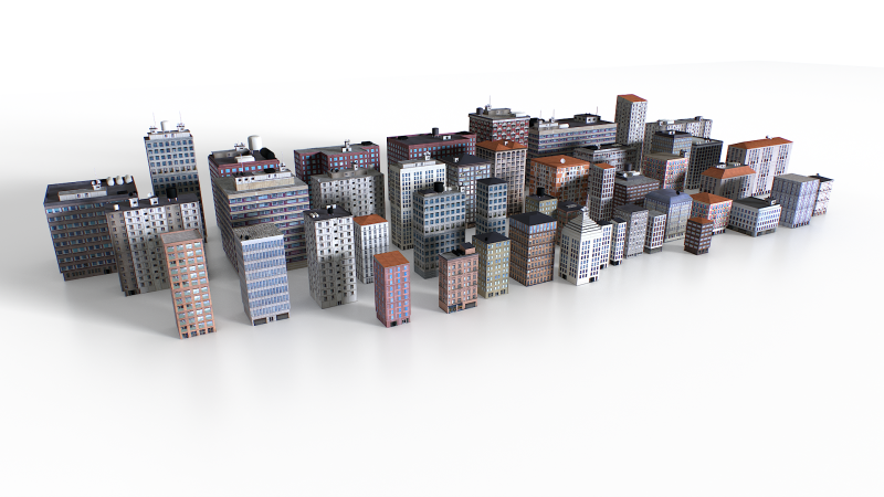 Фоновые здания за пределами границ 3D Модель .c4d .max .obj .3ds .fbx .stl .blend