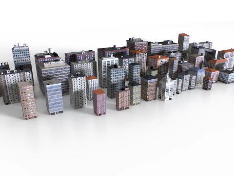 Budynki w tle poza granicami Model 3D