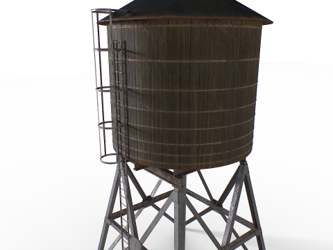 옥상 급수탑 3D 모델