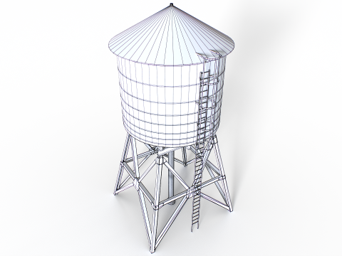 옥상 급수탑 3D 모델