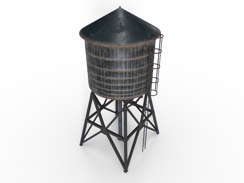 옥상 급수탑 3D 모델