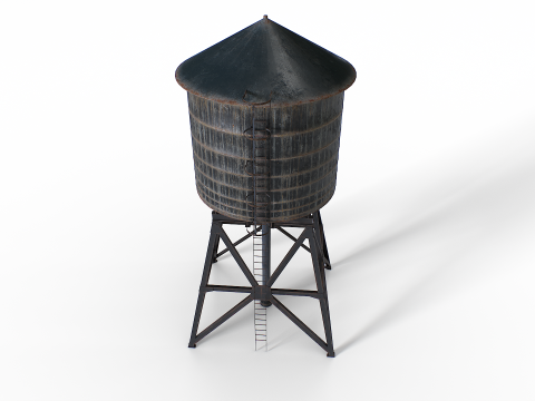 옥상 급수탑 3D 모델