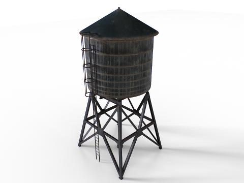 옥상 급수탑 3D 모델