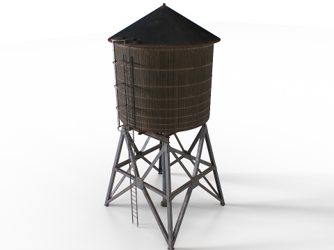 옥상 급수탑 3D 모델