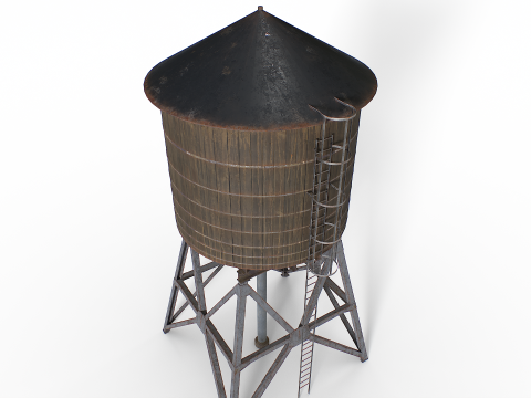 옥상 급수탑 3D 모델