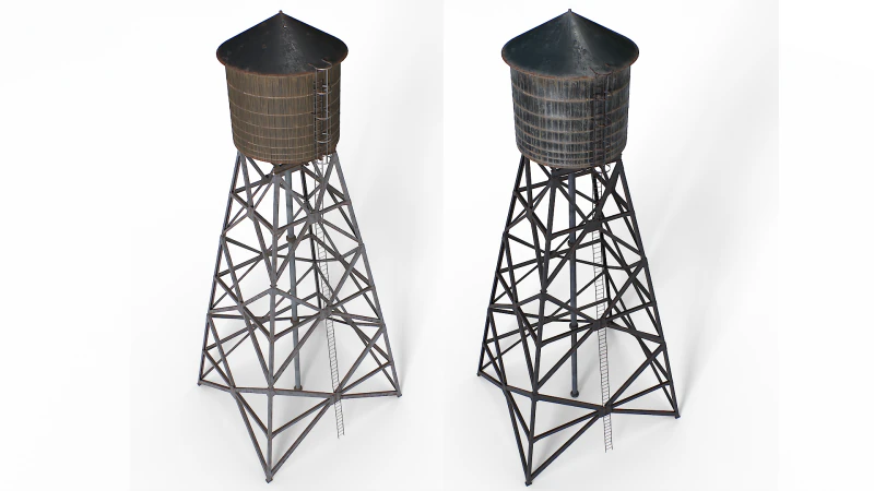 Old water tower 3D Model .c4d .max .obj .3ds .fbx .stl .blend 