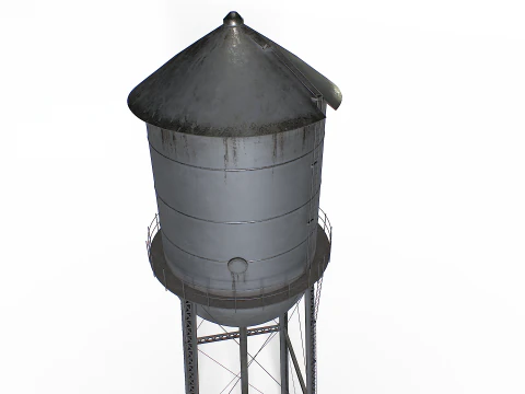 Rooftop metal water tower 3D Model