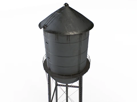 Rooftop metal water tower 3D Model