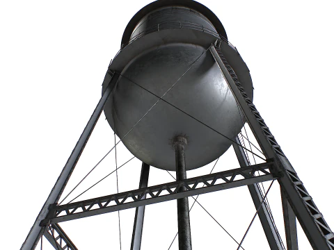 Rooftop metal water tower 3D Model