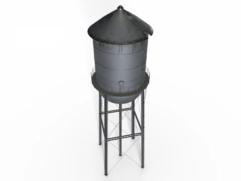 Rooftop metal water tower 3D Model