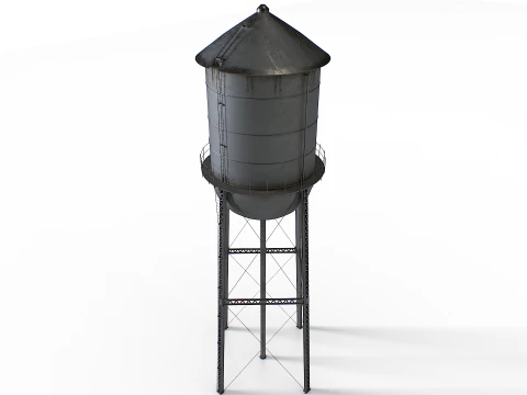 Rooftop metal water tower 3D Model