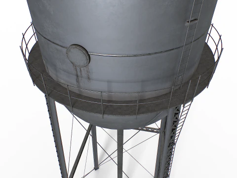 Rooftop metal water tower 3D Model