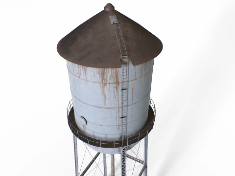 Rooftop metal water tower 3D Model