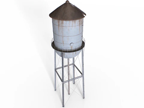 Rooftop metal water tower 3D Model