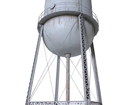 Rooftop metal water tower 3D Model