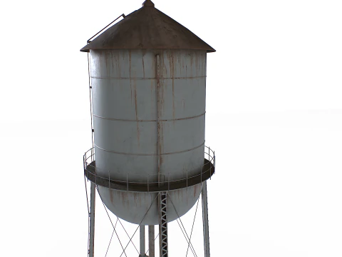 Rooftop metal water tower 3D Model