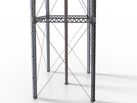Rooftop metal water tower 3D Model