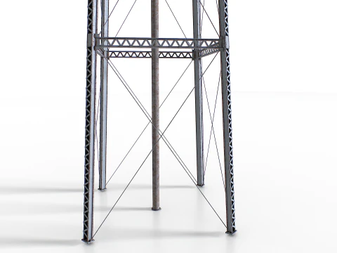 Rooftop metal water tower 3D Model