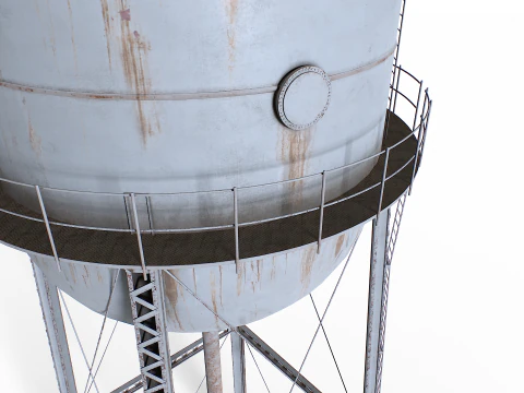 Rooftop metal water tower 3D Model