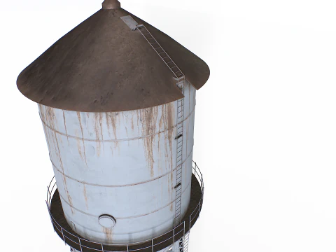 Rooftop metal water tower 3D Model