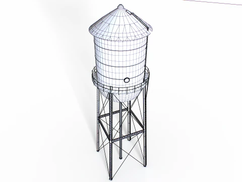 Rooftop metal water tower 3D Model