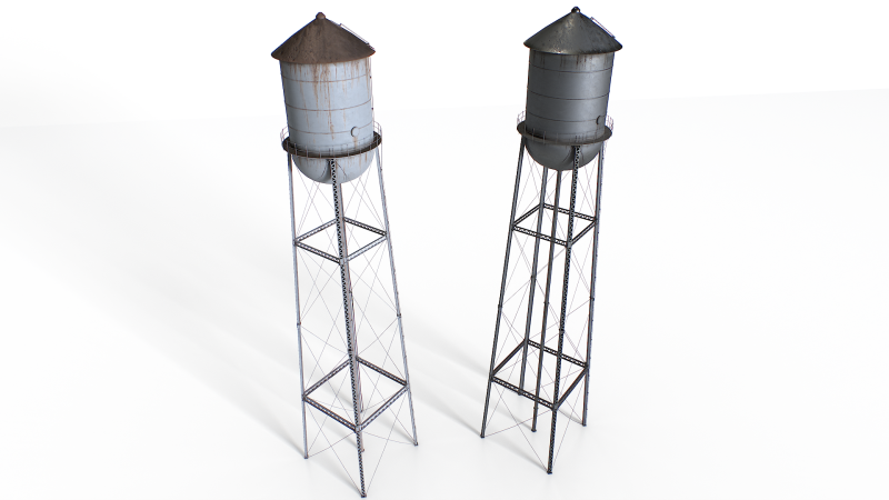 금속 급수탑 3D 모델 .c4d .max .obj .3ds .fbx .stl .blend